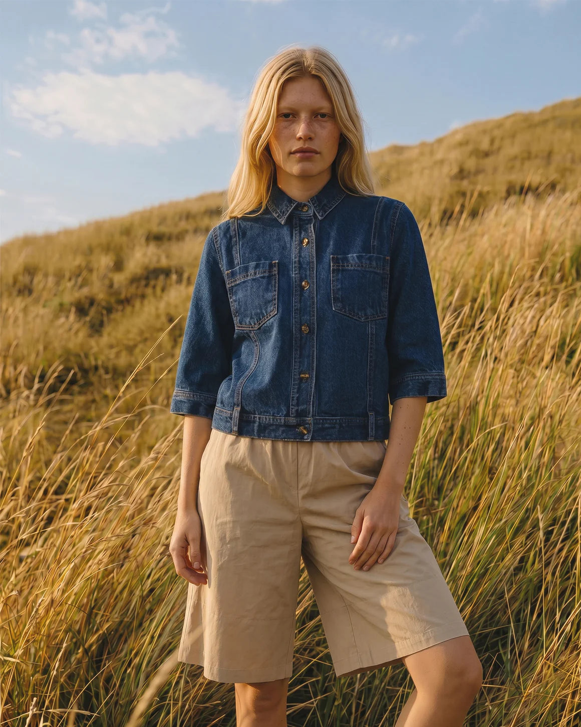 Cope Jacket i washed denim fra LA RōUGE – køb hos Butik Alrum
