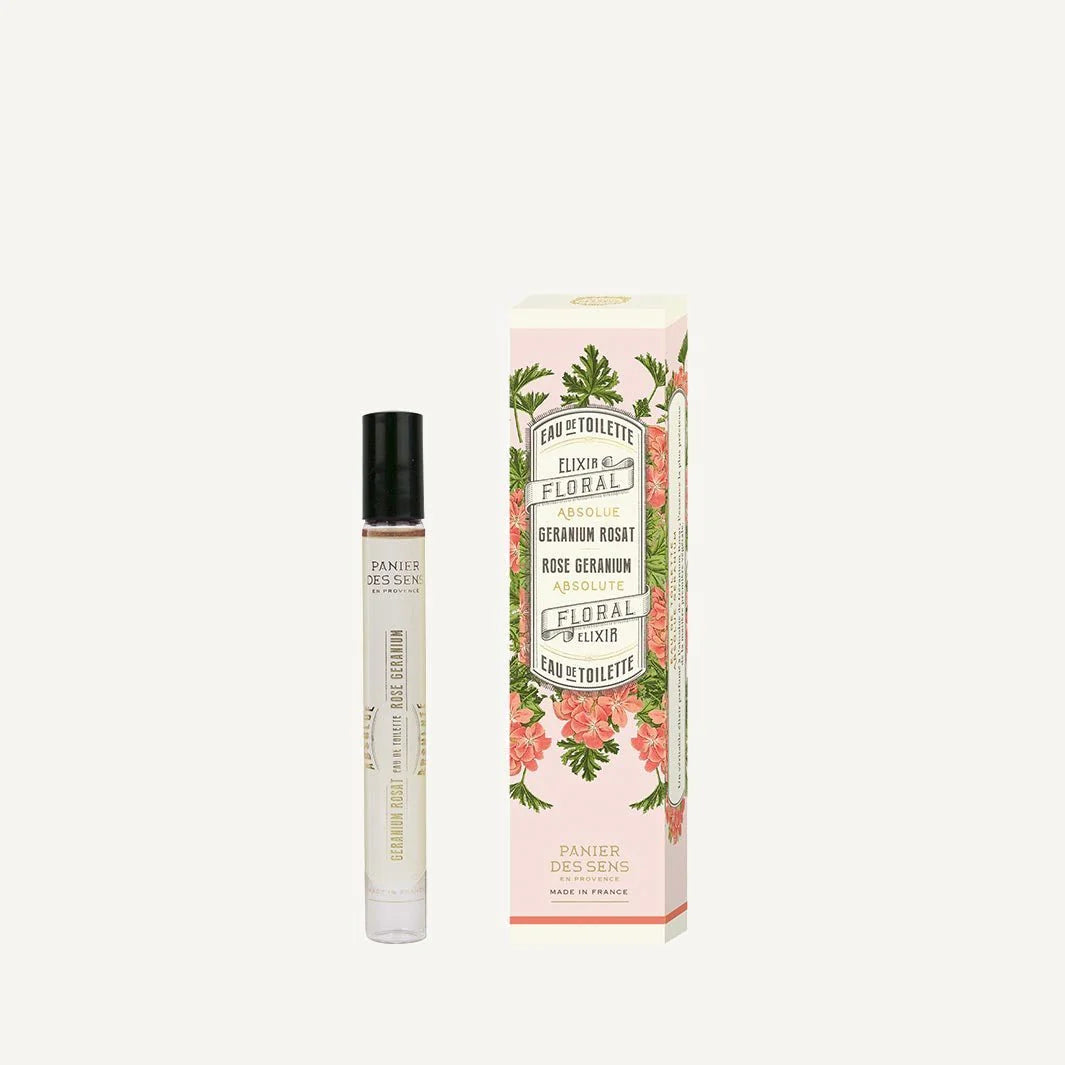 Eau de toilette roll-on Geranium Rosat fra Panier des Sens – 10 ml, veganvenlig og genanvendelig
