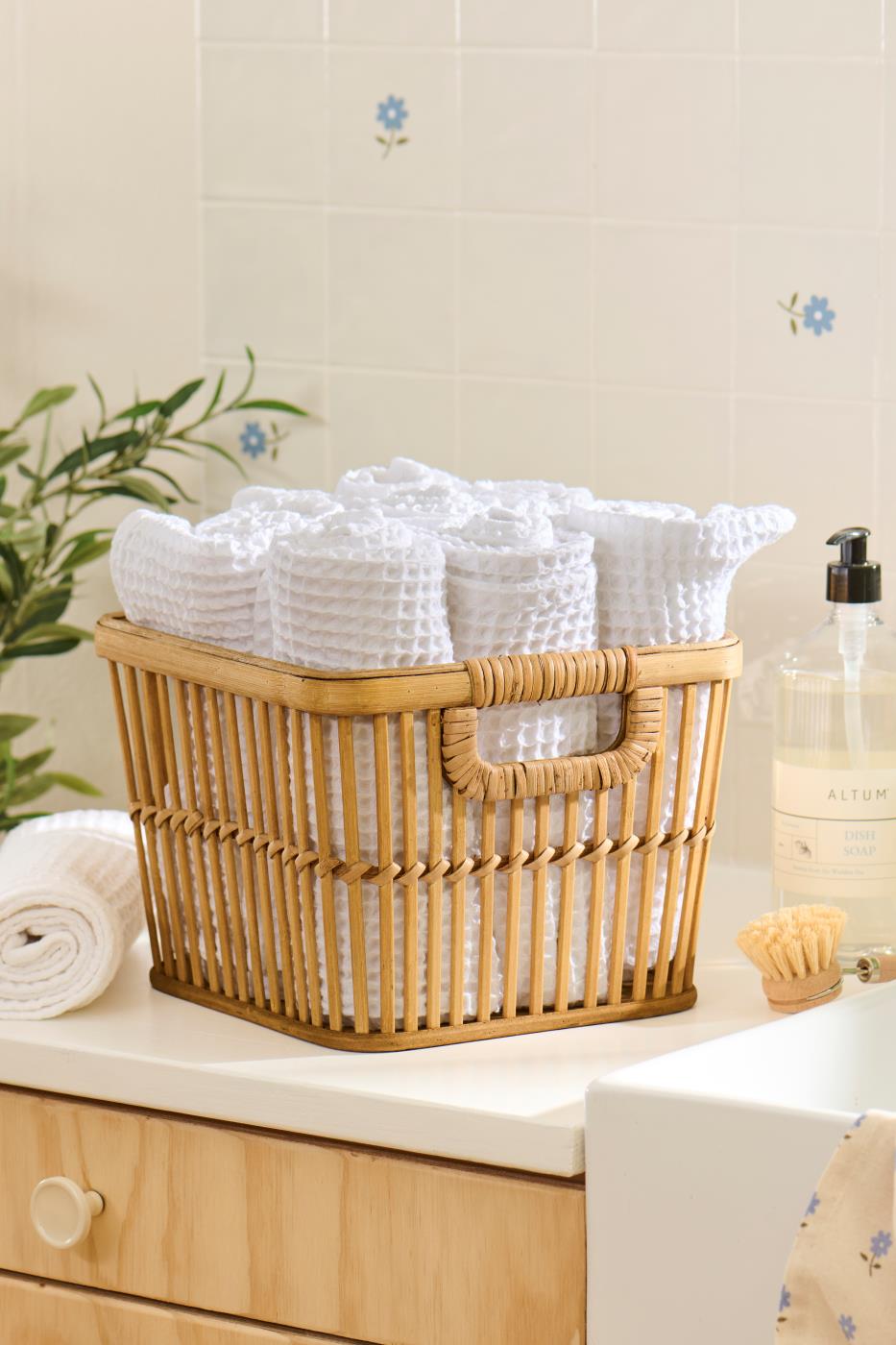 Flettet bambuskurv til opbevaring – 27 x 27 x 20,5 cm