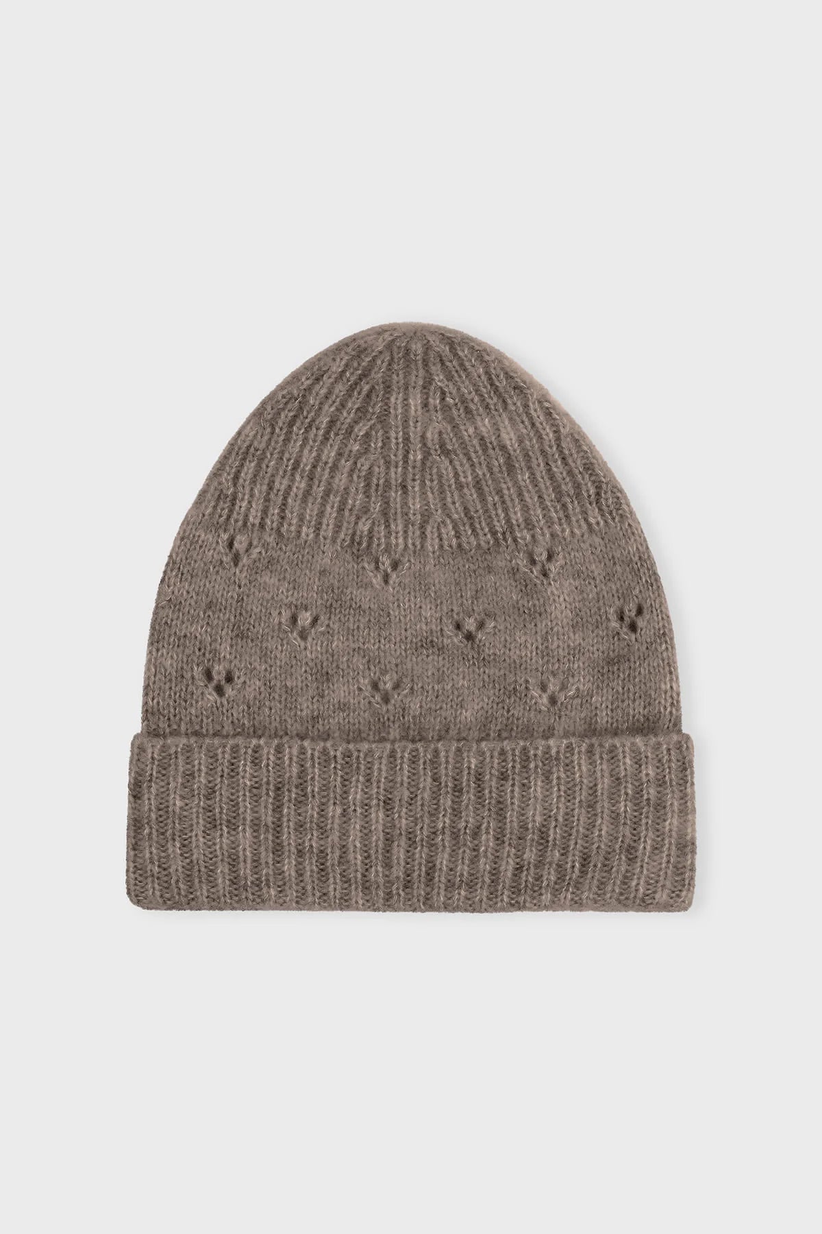 Elegant Harmonie hue fra Care by Me i blød cashmere/silke-blanding med feminint mønster, håndlavet i Kathmandu, Nepal