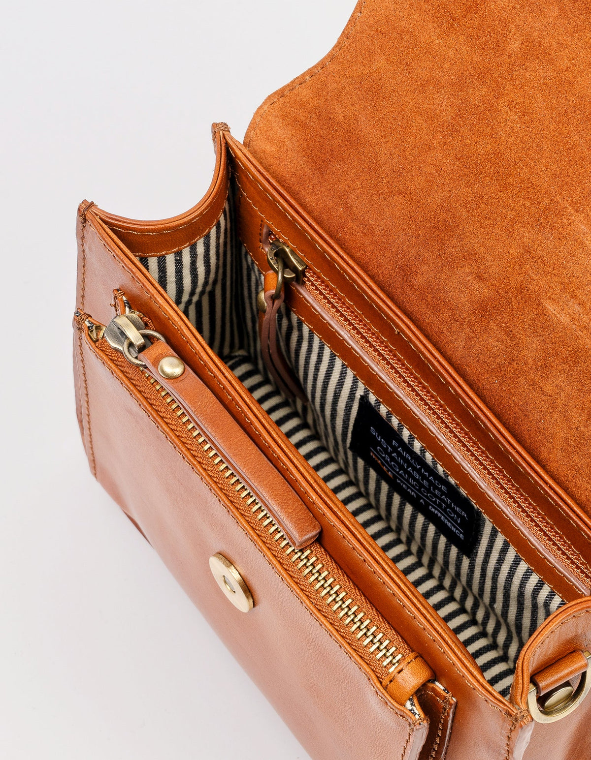 Harper Mini taske i Cognac fra O My Bag med to remme, magnetlukning og elegant læderdesign – en tidløs mini-taske til hverdagen.