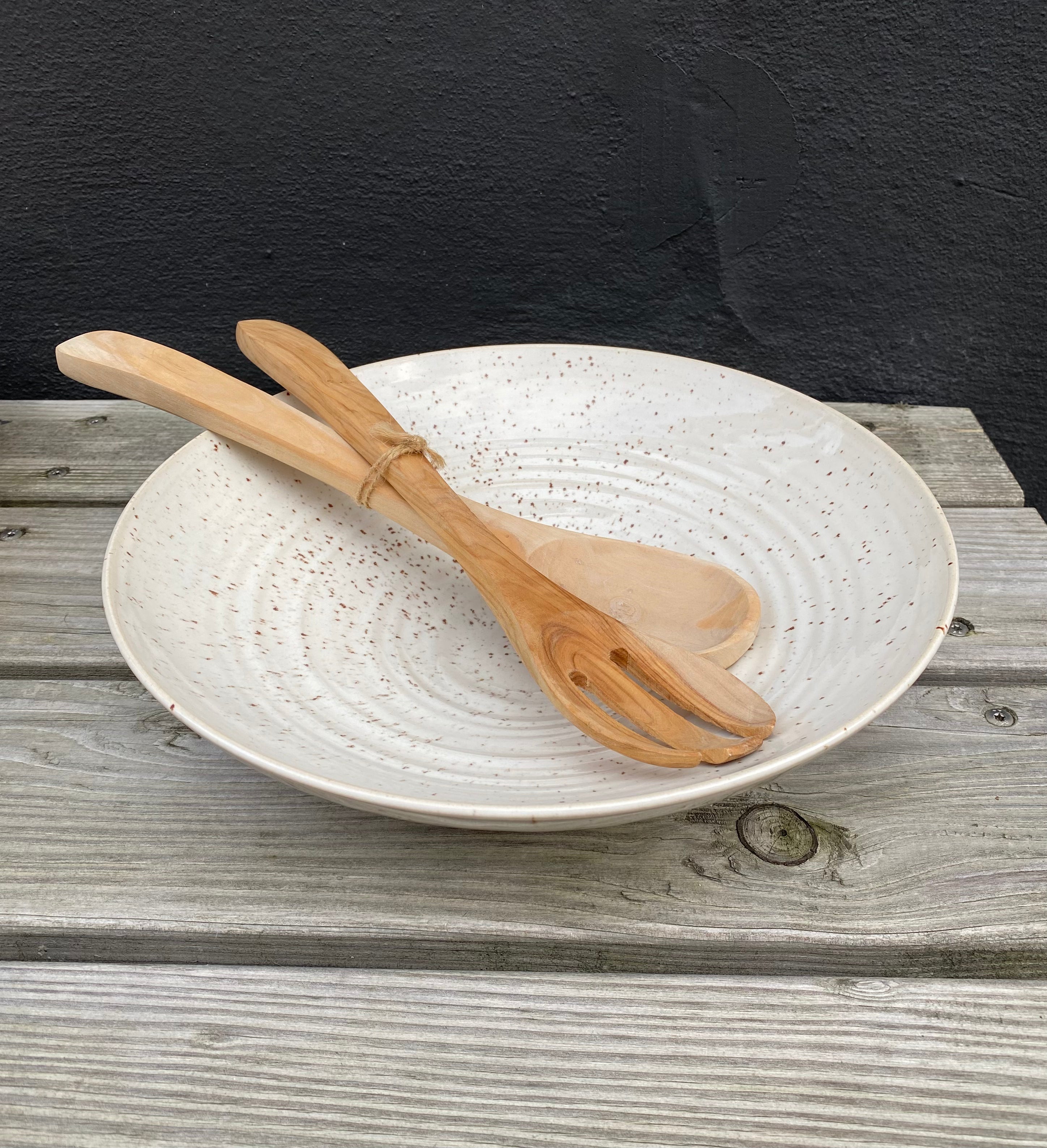 Stor skål - Pyrit hvid