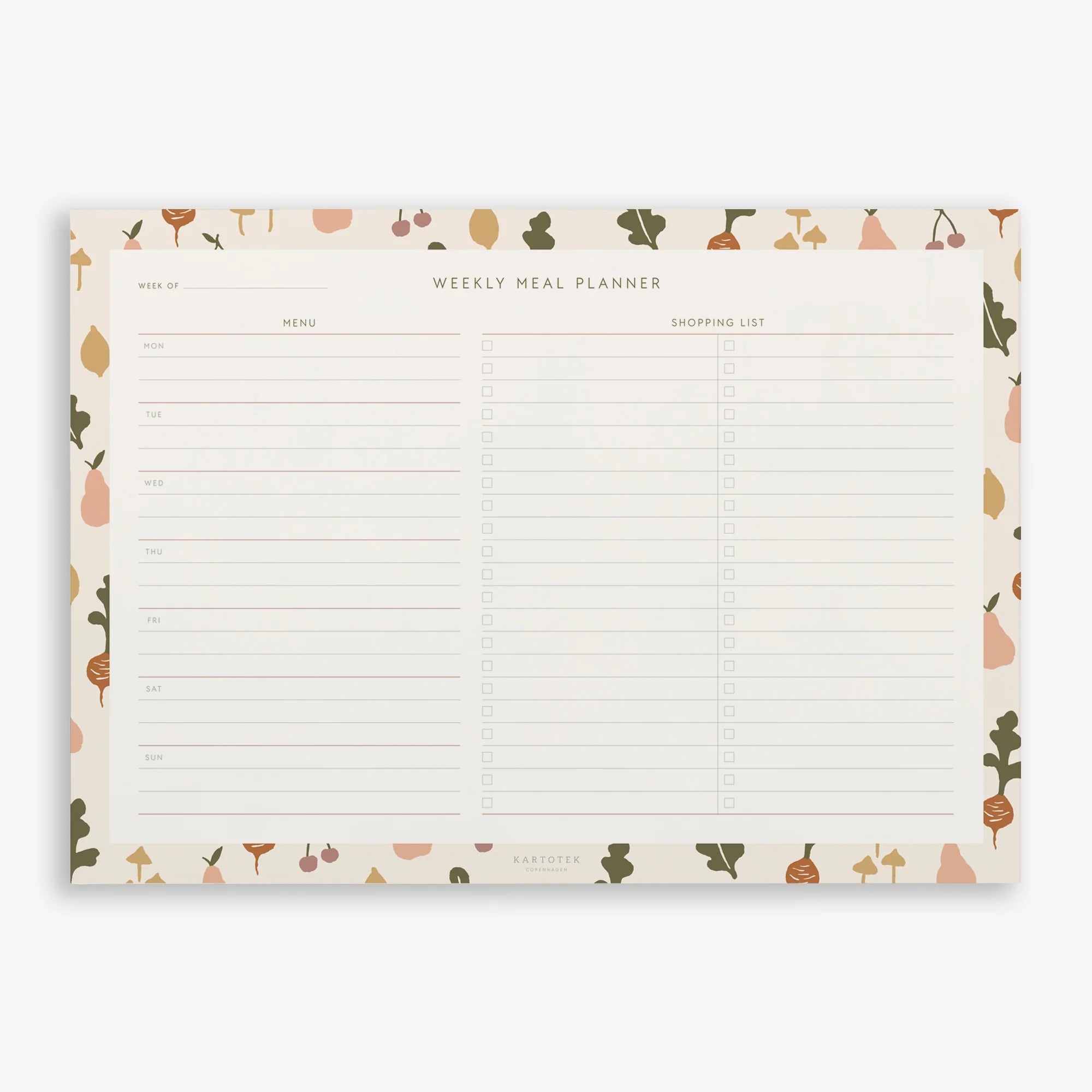 Kartotek ugentlig madplanlægningsblok 21x29,7 cm – køb hos butikalrum.dk