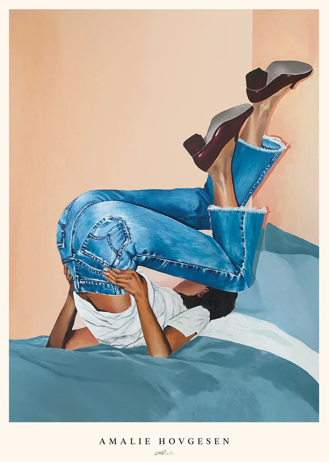 Kunstplakat 50x70 med reproduktion af akrylmaleriet “Bedtime” – køb hos butikalrum.dk
