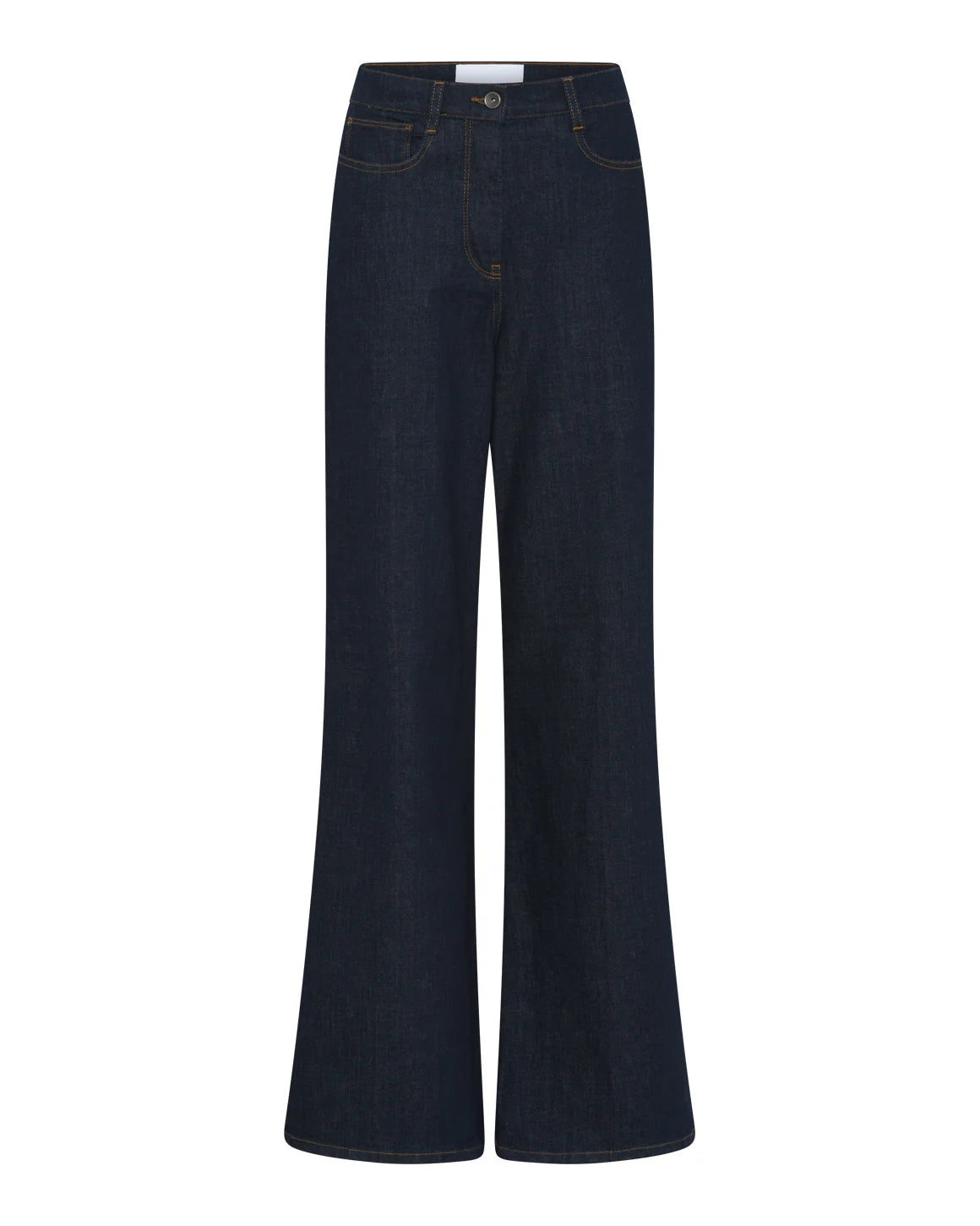 Lotte Jeans – brede jeans i mørk denim med kontrastsyninger og klassiske lommer.