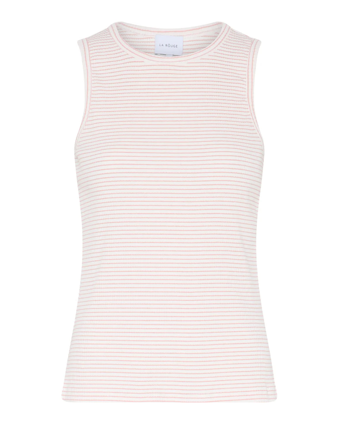 Kropsnær singlet top i sand og rosa striber fra LA RŌUGE med sporty pasform og bomuld stretch - køb hos butikalrum.dk