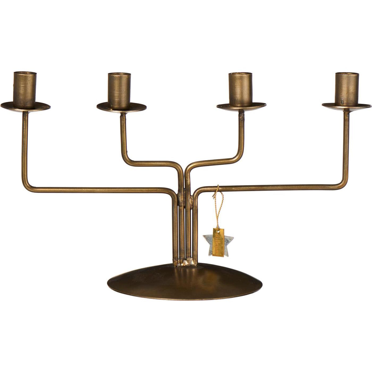 Stylish Christmas lysestage i metal med messinglook til 4 kertelys på 1,3 cm – køb hos butikalrum.dk.