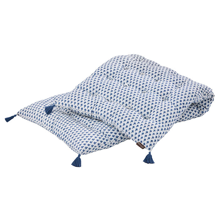 Madras med håndlavet block print i indigo – køb hos butikalrum.dk