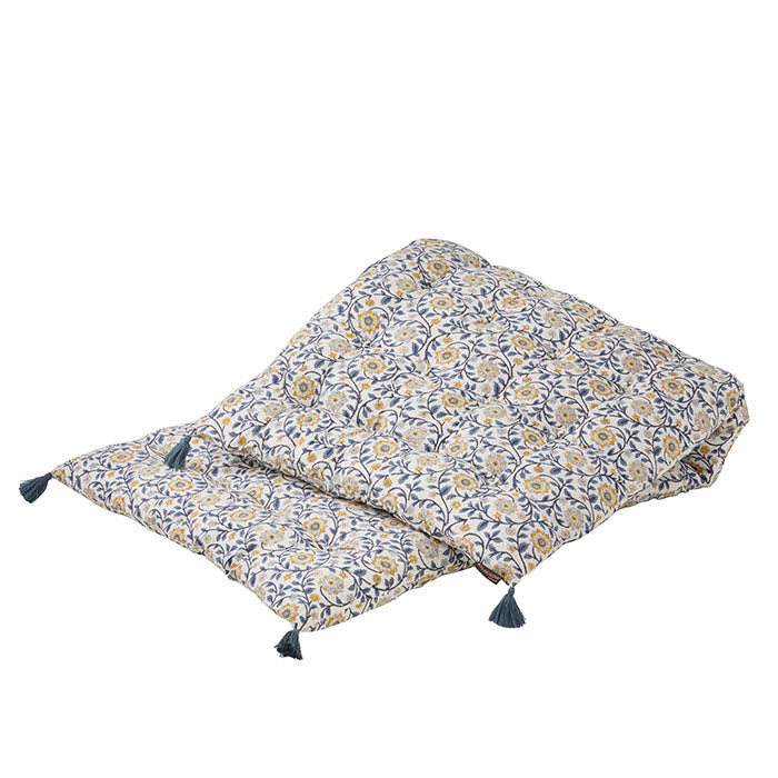 Madras med håndlavet block print i Roja Indigo – køb hos butikalrum.dk