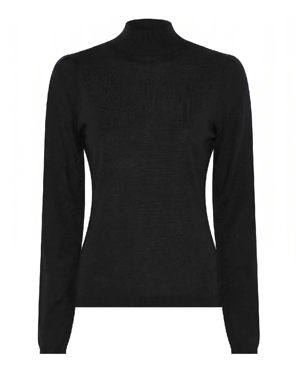 Merlin L/S Turtleneck fra La Rouge i sort, striktrøje i 100% merinould – køb hos butikalrum.dk.