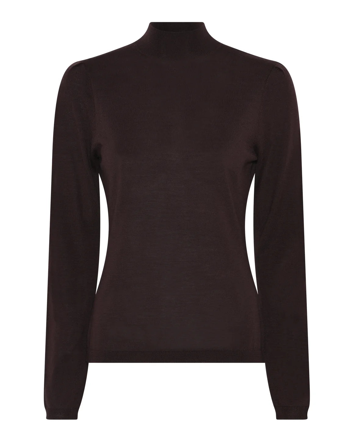 Merlin L/S Turtleneck fra La Rouge i Dark Brown, striktrøje i 100% merinould – køb hos butikalrum.dk.