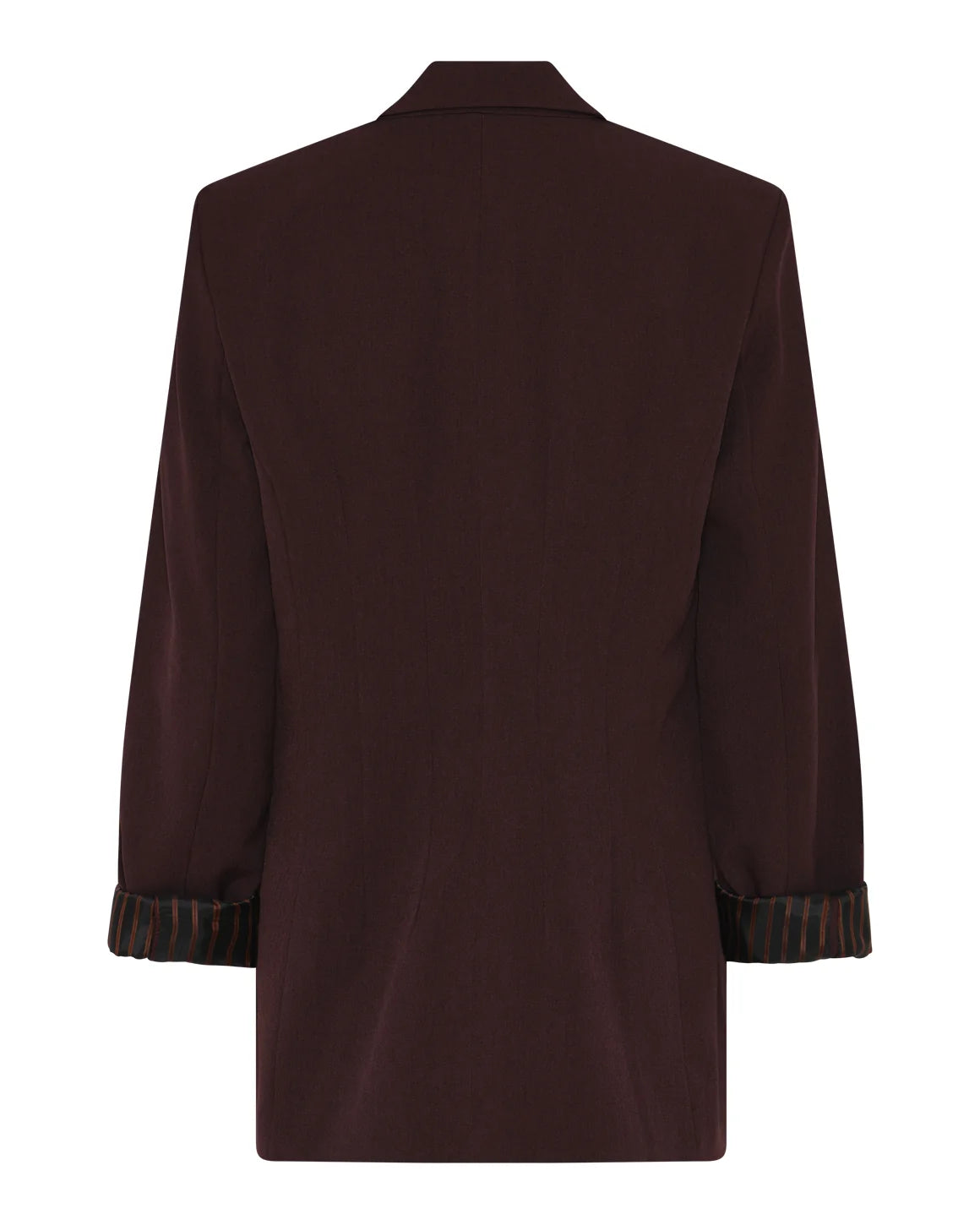 Mette Blazer fra LA RŌUGE i Bordeaux med let oversized pasform, klassiske revers og knaplukning – køb hos butikalrum.dk.