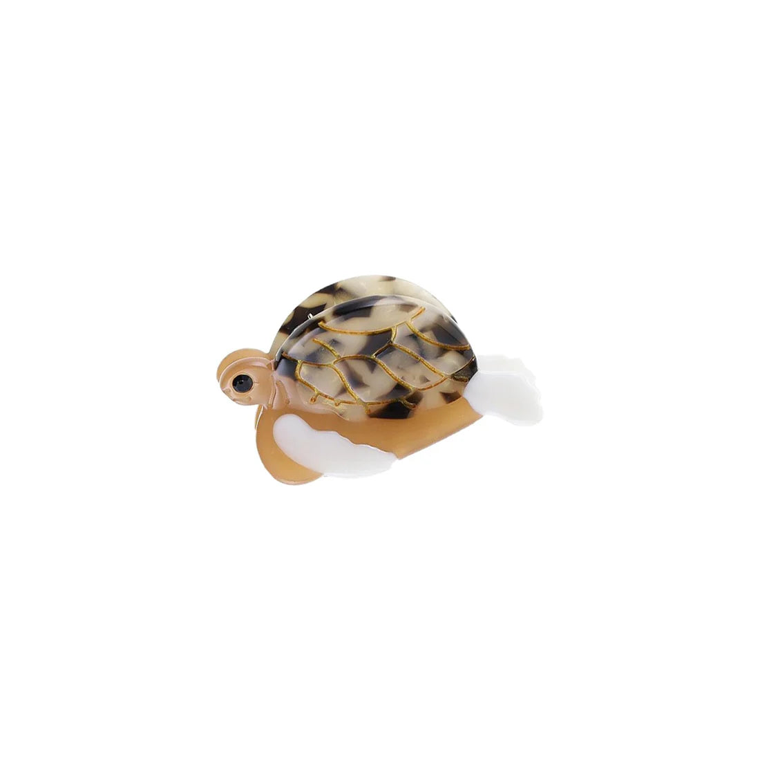 Mini hårklemme med brun skildpadde-mønster – klassisk hårpynt til børn og voksne fra butikalrum.dk