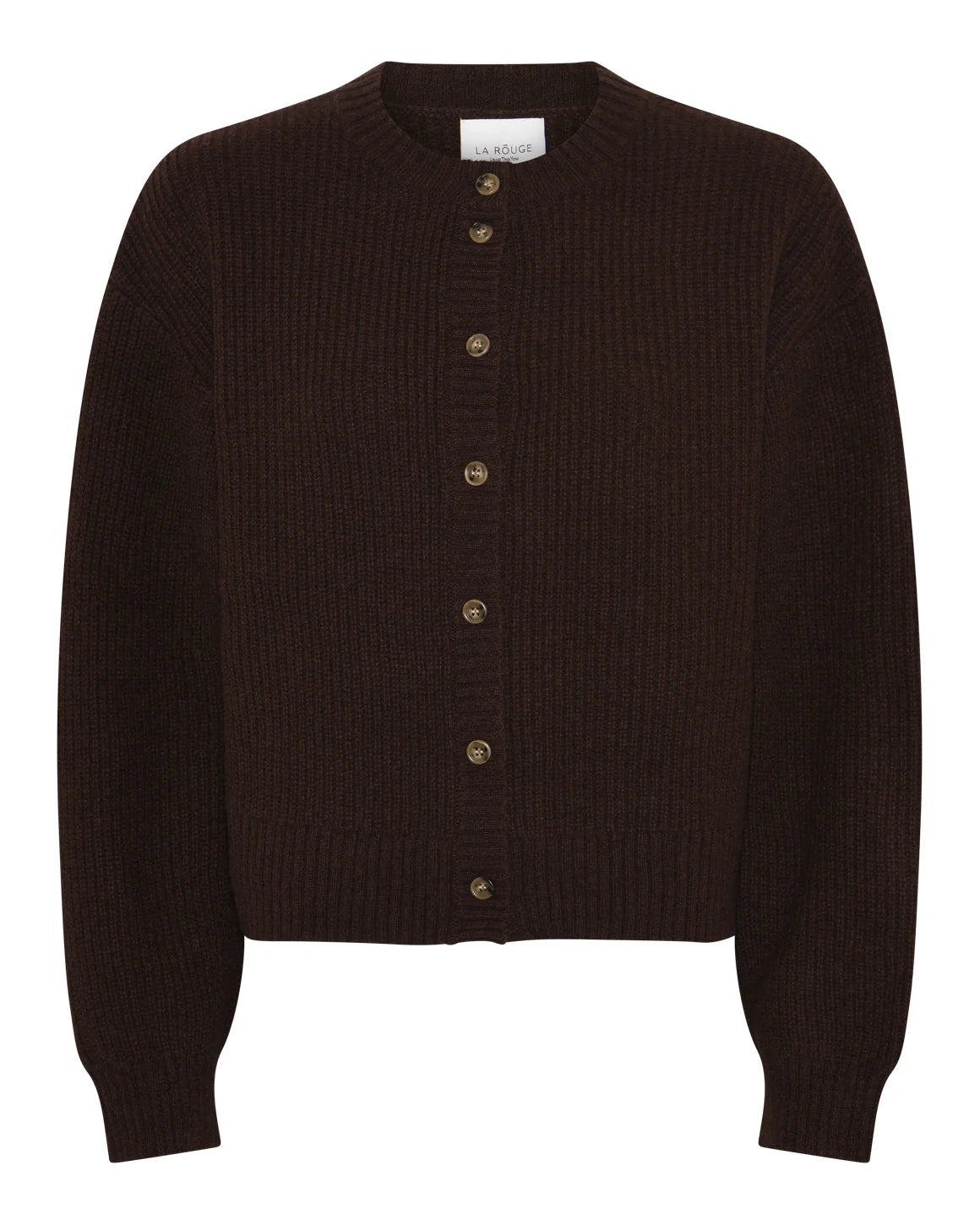 Sisse Cardigan i Dark Brown fra La Rouge i 90% ultrafine wool og 10% yak down – køb hos butikalrum.dk.
