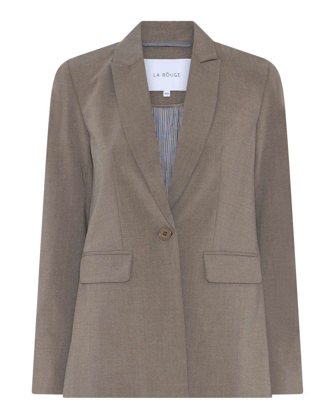 Trine Blazer i Greige fra La Rouge med let oversized pasform og reverskrave – køb hos butikalrum.dk.