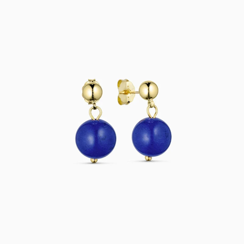 Nora øreringe med dybblå Lapis Lazuli krystaller fra Soï Copenhagen – håndlavet design