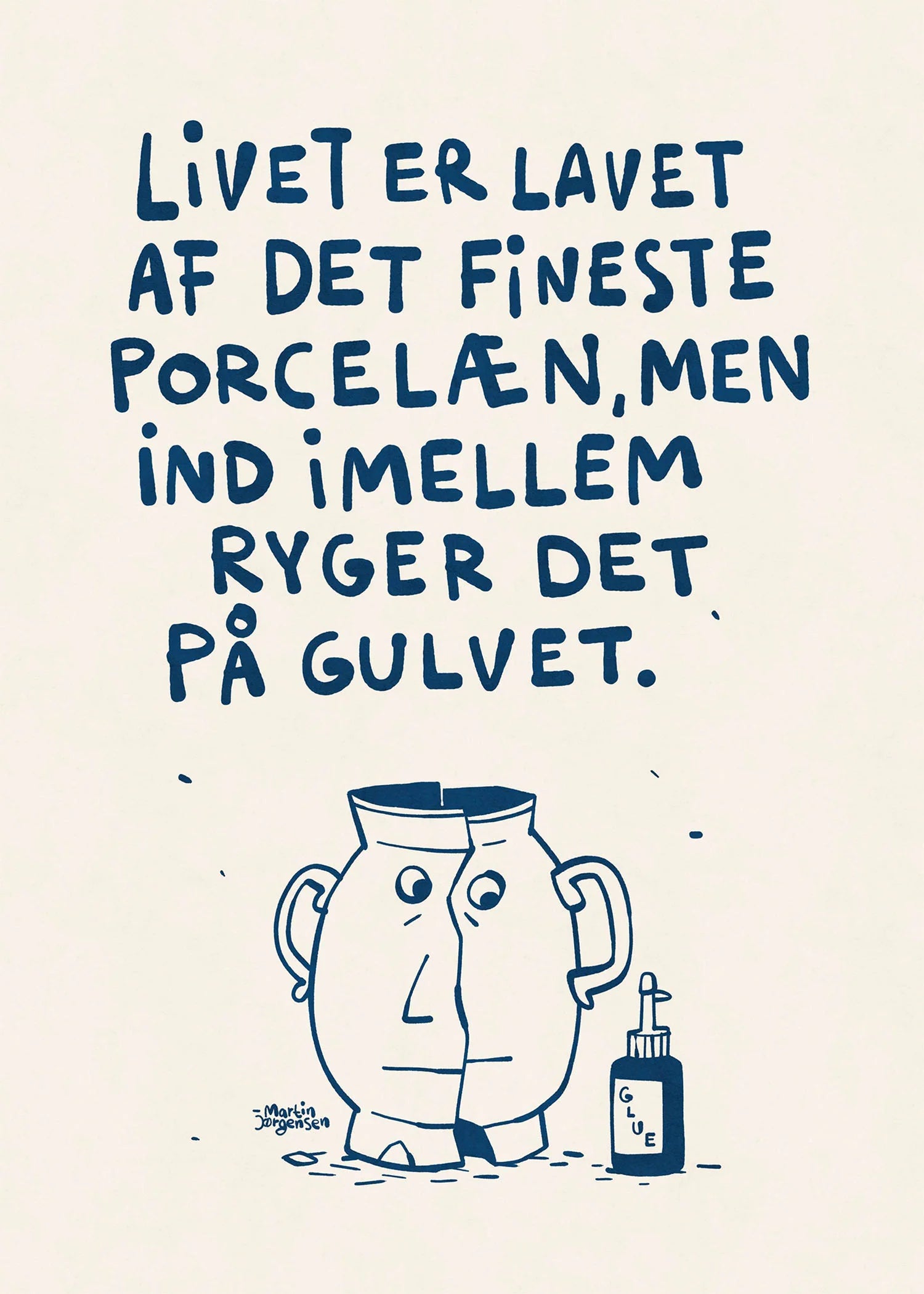 Illustreret kunstplakat med abstrakt motiv – “Porcelæn” af Martin Jørgensen, kurateret af Peléton.