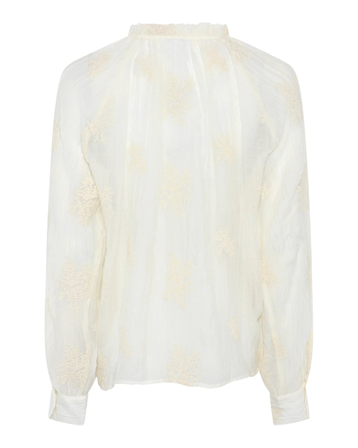 Køb Pretty Blouse – elegant sort bluse med hvide blomsterbroderier hos Butikalrum.dk