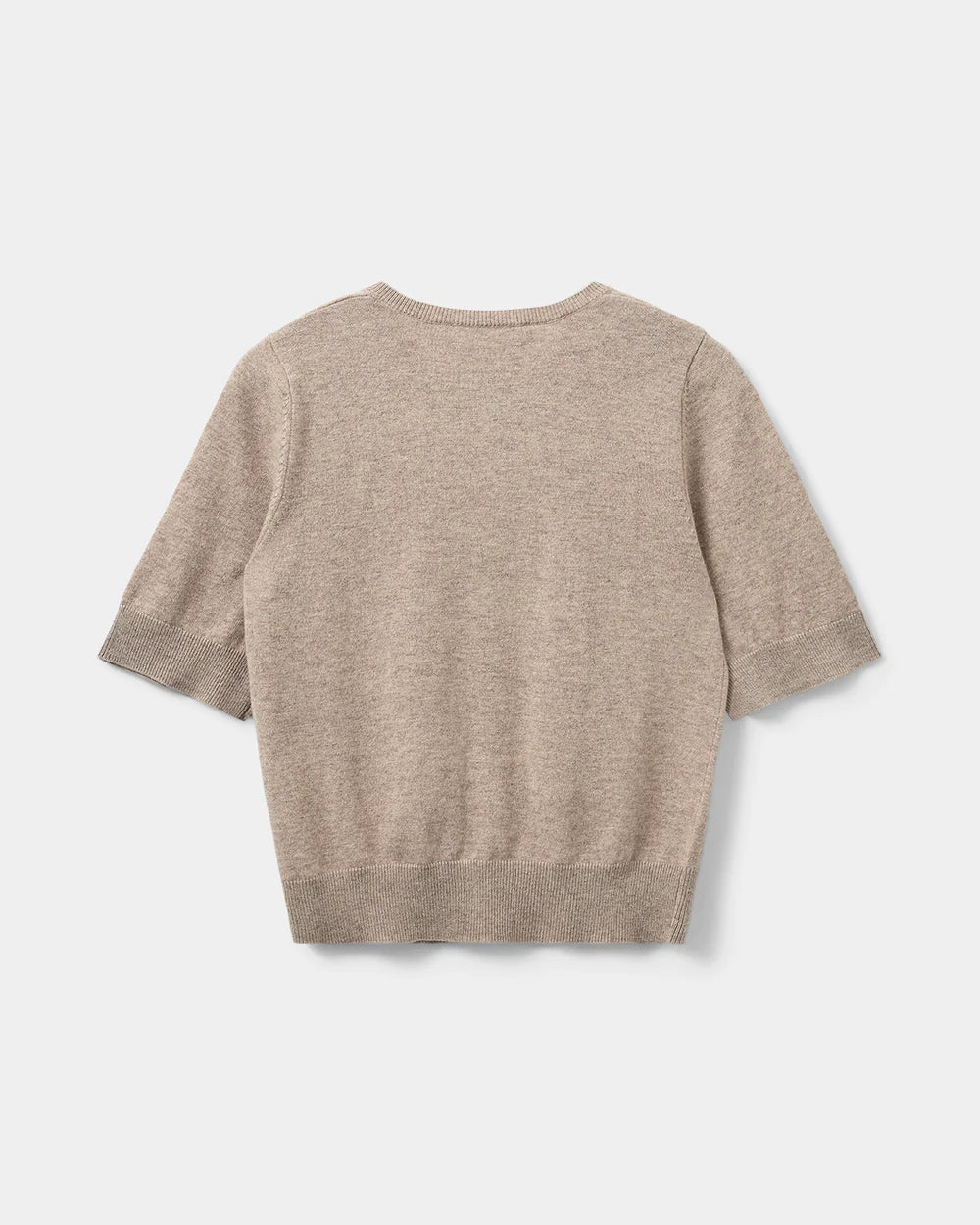 Sofie Schnoor kortærmet cardigan i brown melange med knapper foran – fremstillet i 100% uld