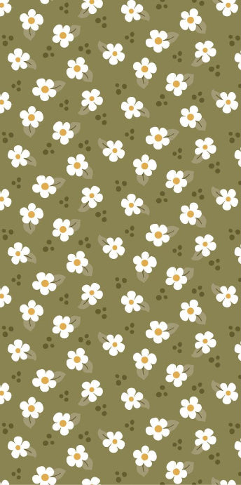 Grønne servietter 10 x 20 cm med hvide blomster – 16 stk pr. pakke