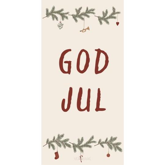 Servietter med teksten “God Jul” og juleranker, 40x40 cm, 16 stk i pakke – nostalgisk juleborddækning fra Butikalrum.dk på Amagerbro