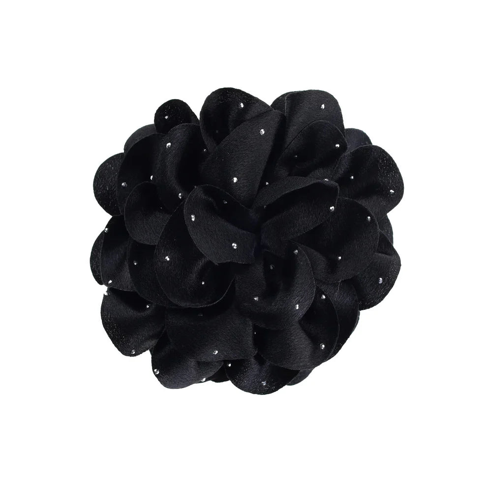 Stor Silva Hårklemme i Sort med blomsterdesign til fest og hverdag