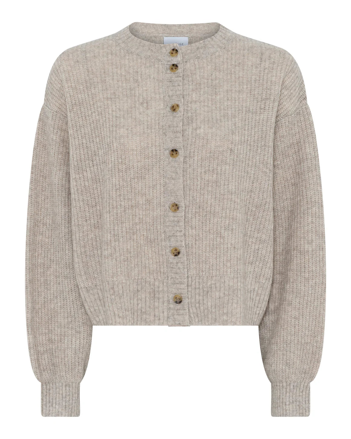 Sisse Cardigan – kort uldcardigan med rund hals, brede ribkanter og strikket i uld og yak for blød varme.