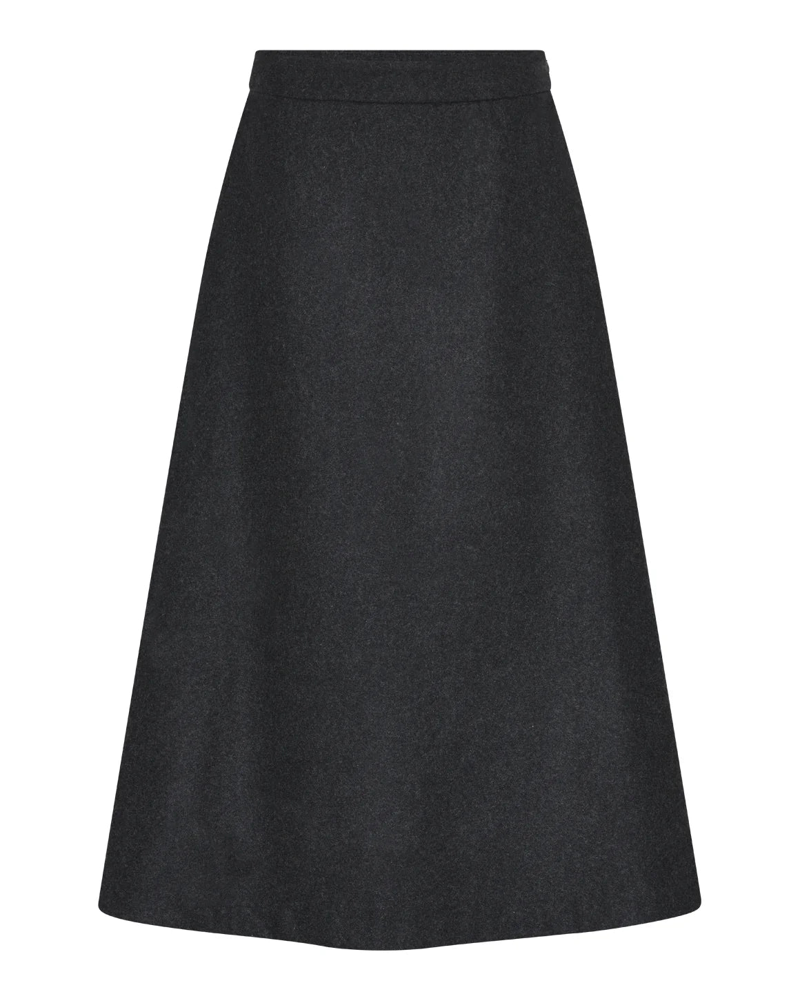 Sofie Skirt fra La Rouge i Dark Grey Melange, elegant A-formet nederdel i en varm uldblanding – køb hos butikalrum.dk.