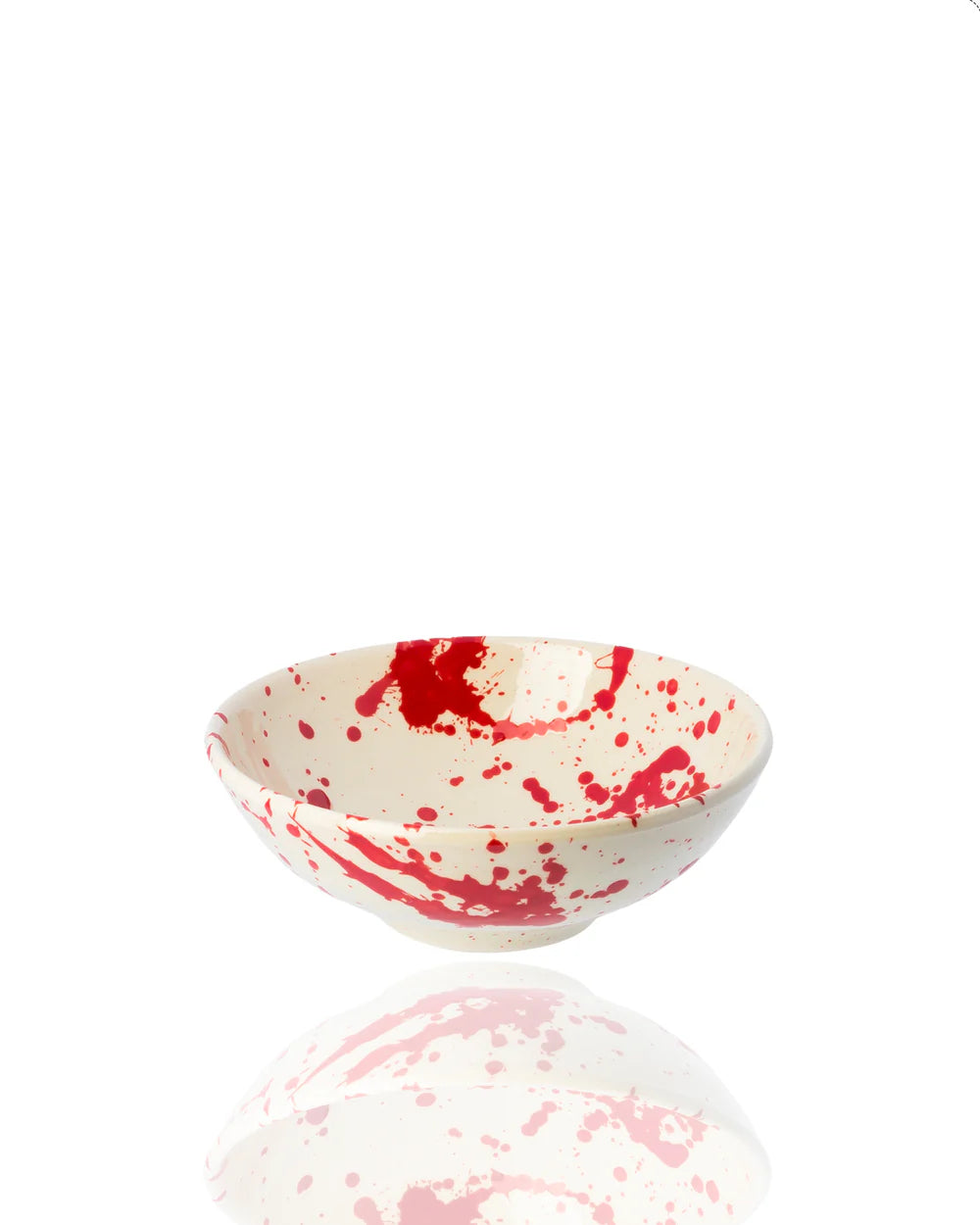 Splash Wide Bowl i rødt splash – håndlavet keramikskål, køb hos butikalrum.dk