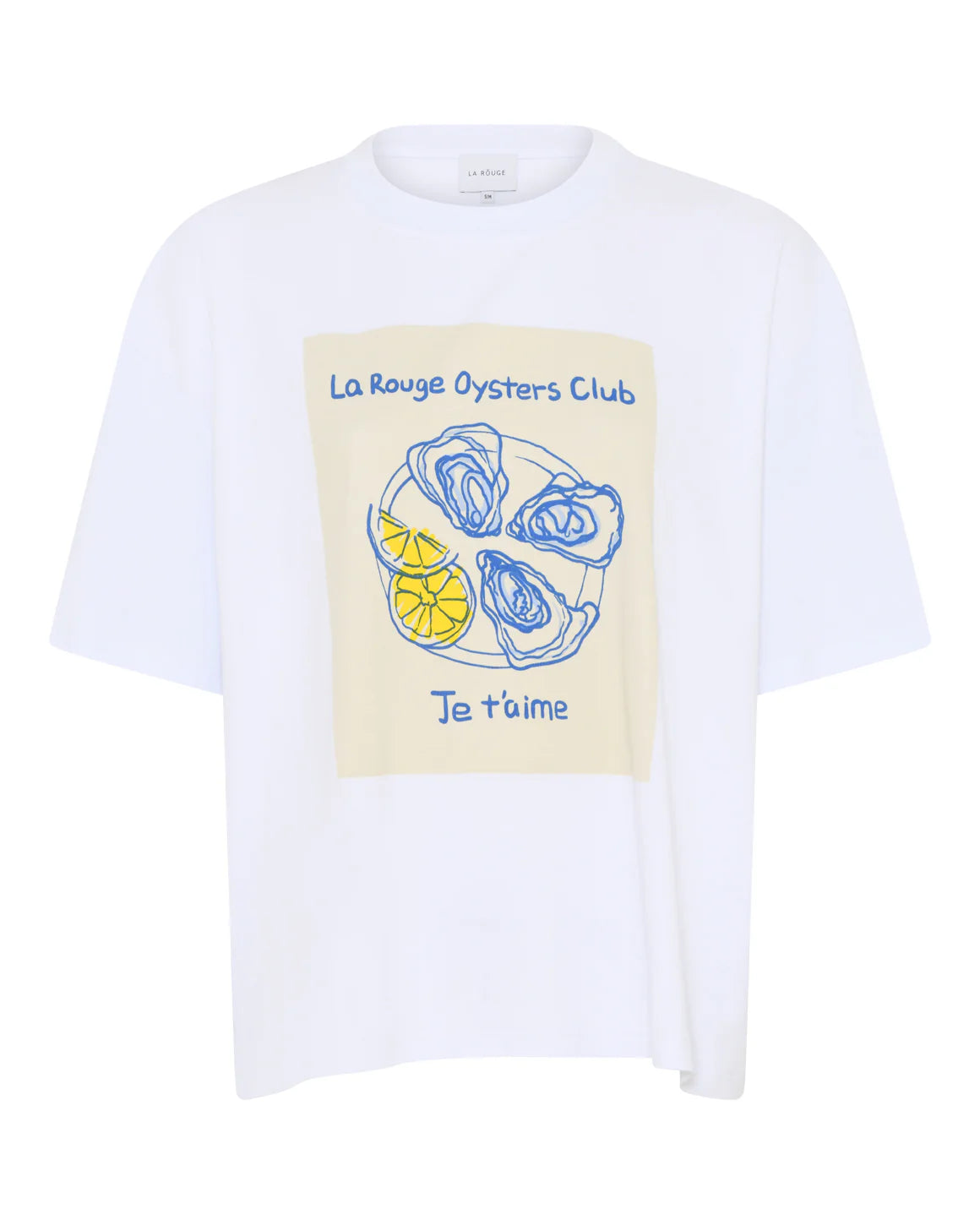 LA RōUGE t-shirt med oyster print, boxy pasform og brede ærmer - moderne hvid dame t-shirt