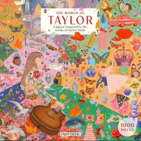 Taylor Swift puslespil med 1000 brikker, motiv tegnet af Anna Higgie, færdig størrelse 49 x 68 cm