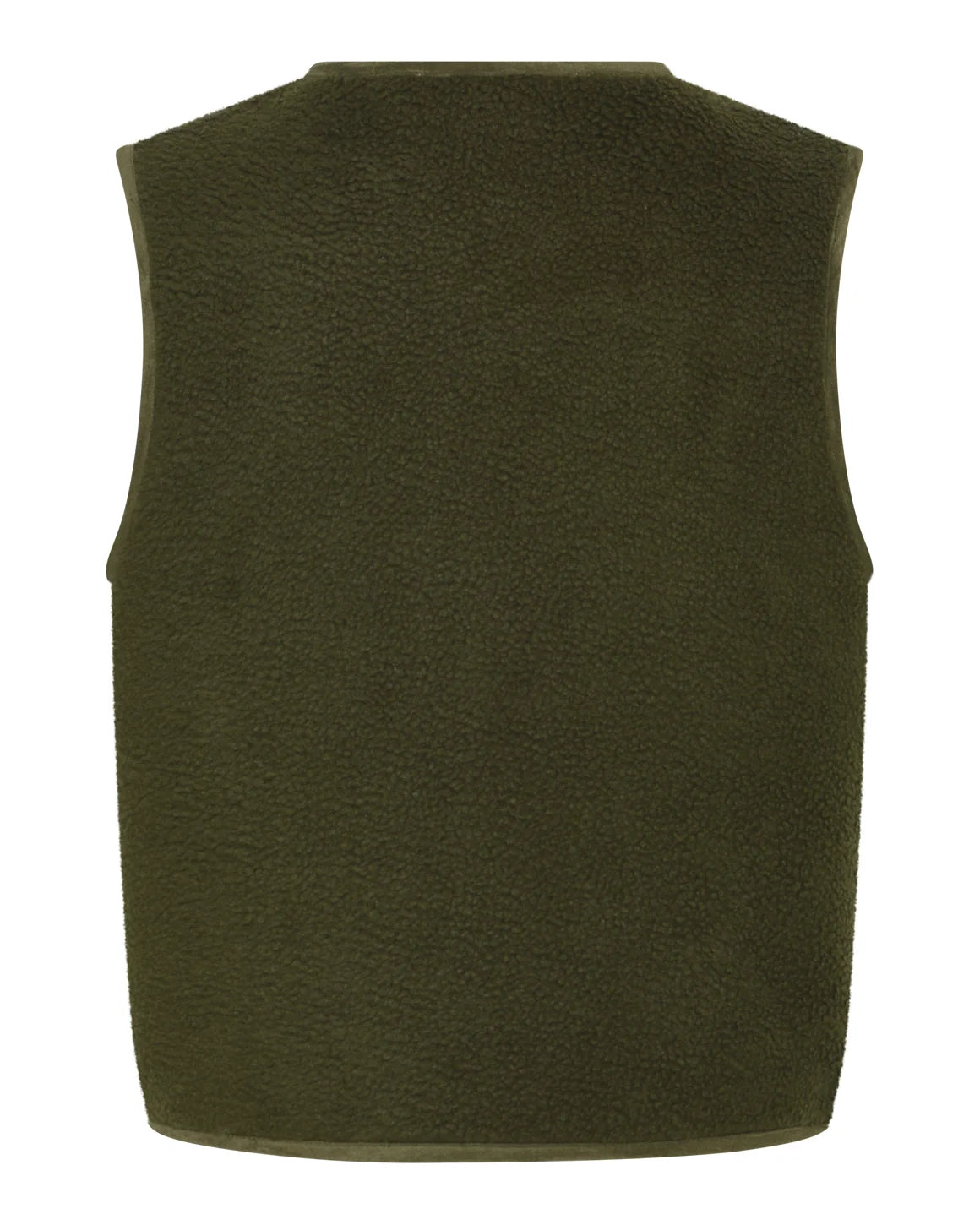 Teddy Waistcoat i Forest Green fra La Rouge i blød teddykvalitet med knaplukning og paspolerede lommer – køb hos butikalrum.dk.