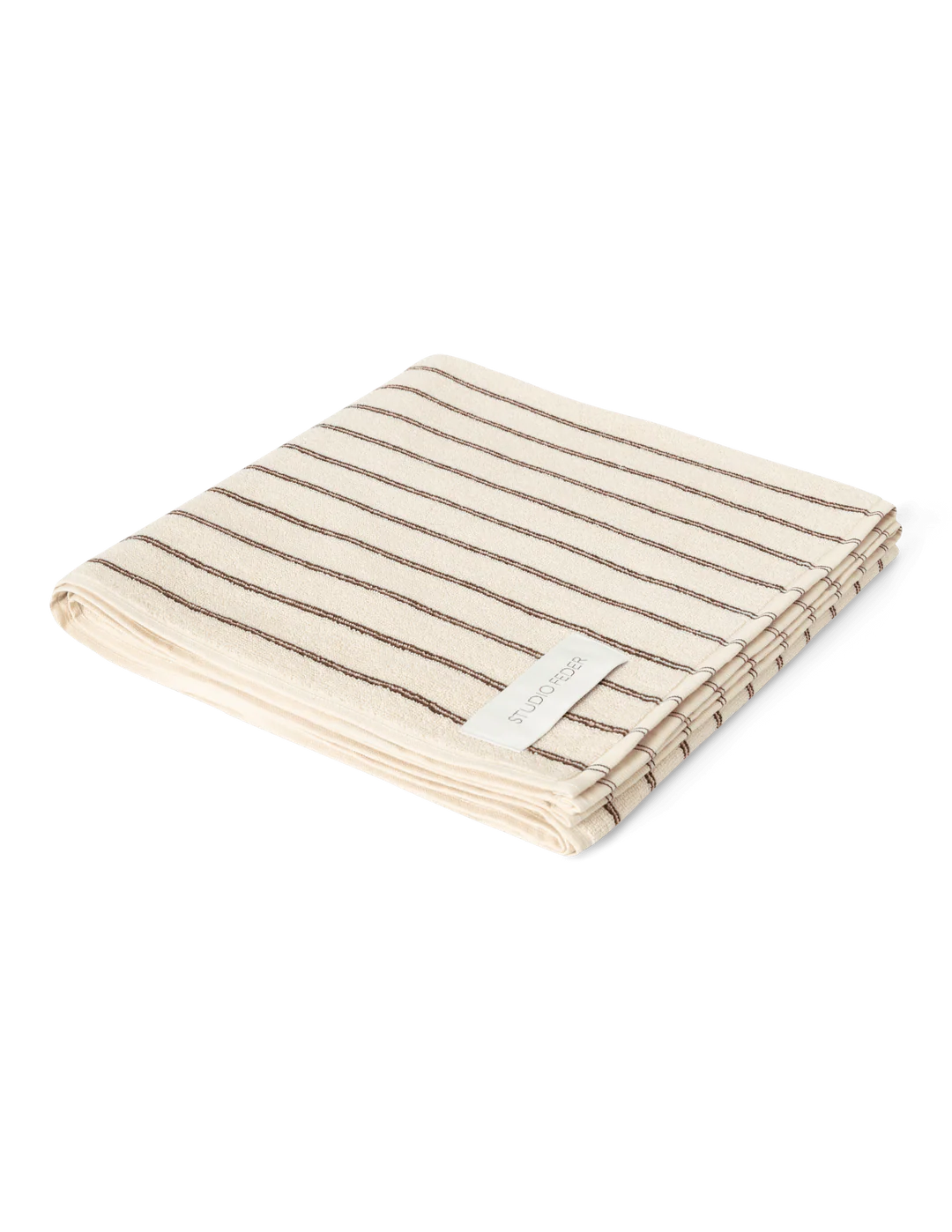Badehåndklæde i 70x140 cm med striber i farven Brown Rain – Studio Feder i økologisk bomuld
