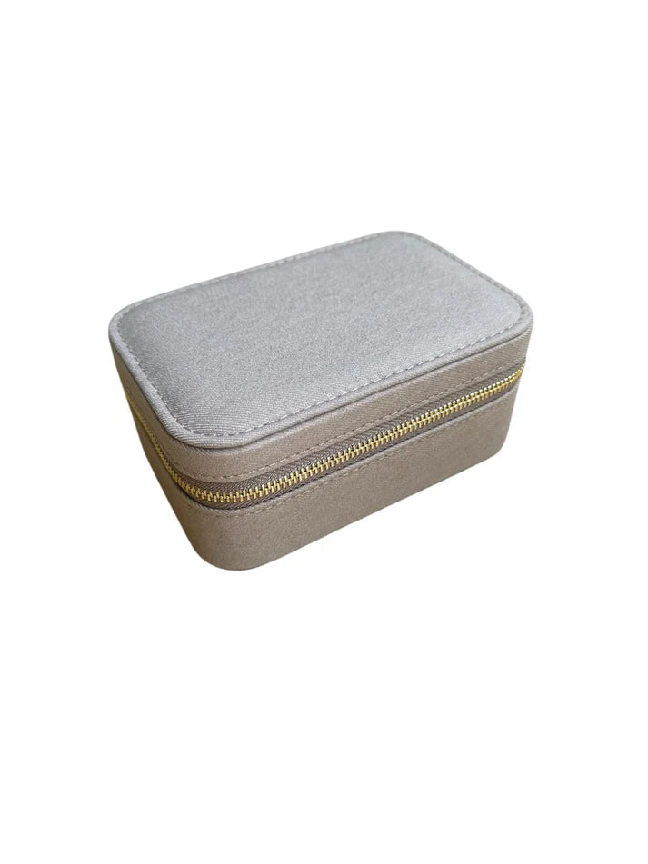 Stort smykkeskrin i Ash Grey med aftagelig bakke, 14,5 x 10 cm – Bomuld og polyester