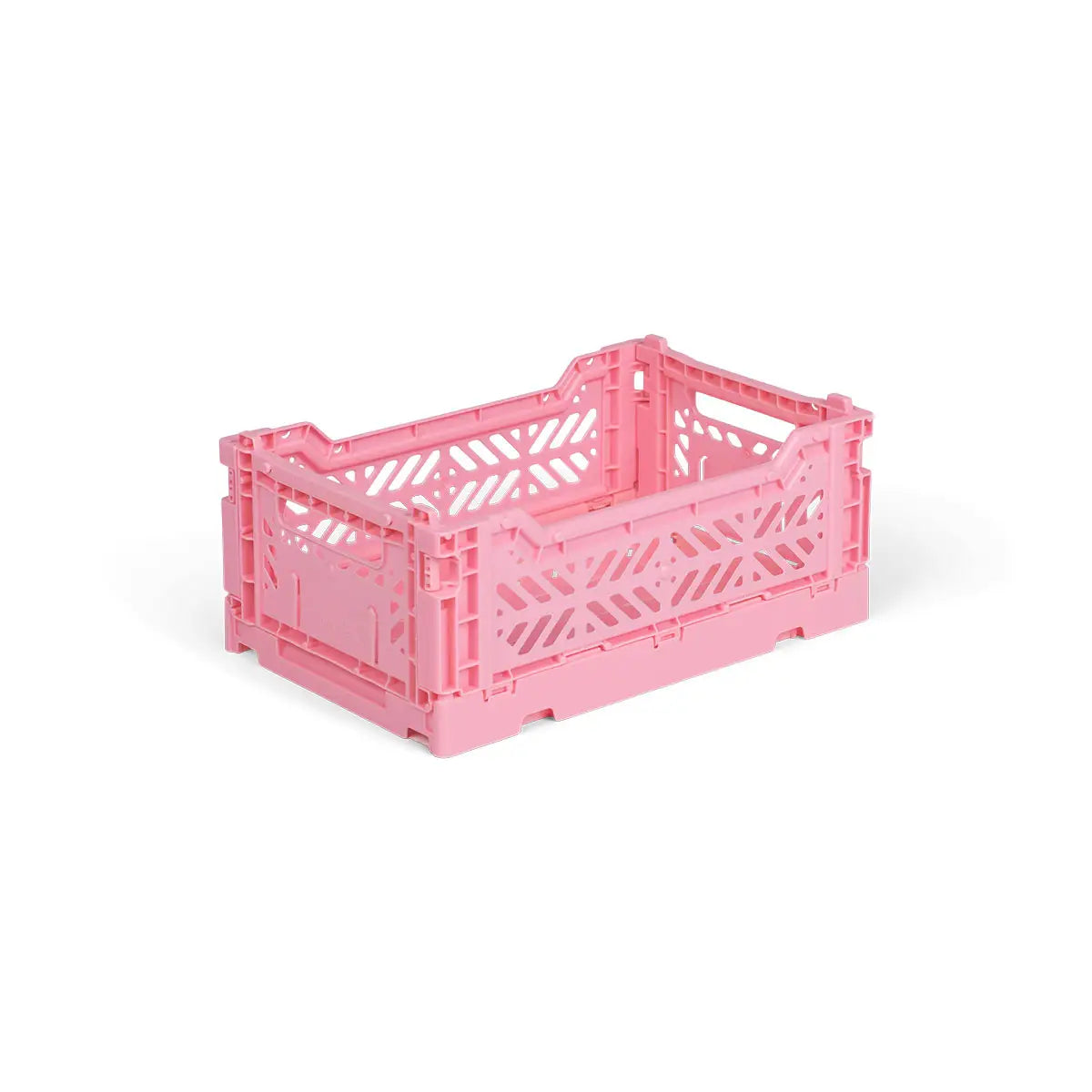 Aykasa Mini foldekasse i Baby Pink, lille sammenklappelig og stabelbar opbevaringskasse, 27 x 17 x 11 cm – køb hos butikalrum.dk.