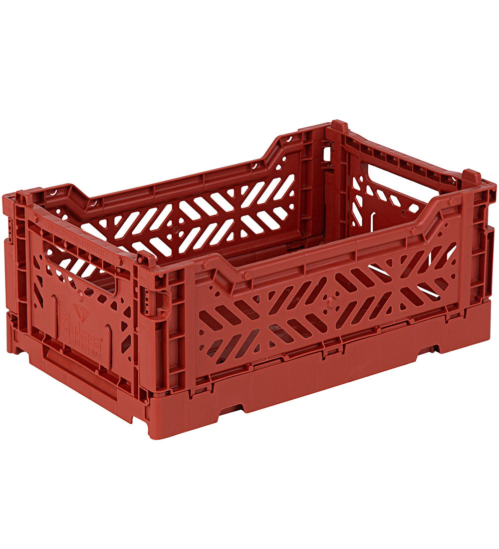 Aykasa Mini foldekasse i Tile Red, lille sammenklappelig og stabelbar opbevaringskasse, 27 x 17 x 11 cm – køb hos butikalrum.dk.