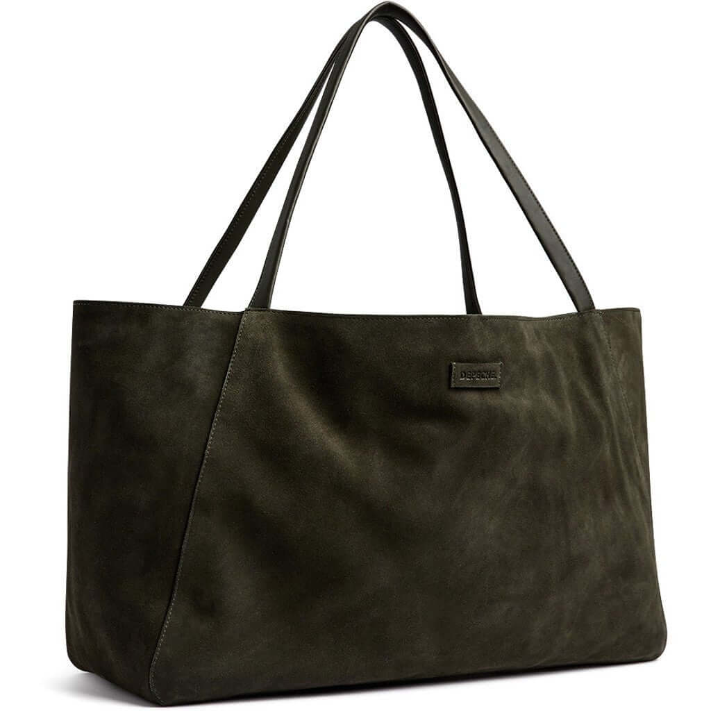 Bilbao Shopper i Army Green fra Depeche i blødt skind og ruskind med rummeligt design – køb hos Butik Alrum på Amager eller online på butikalrum.dk.