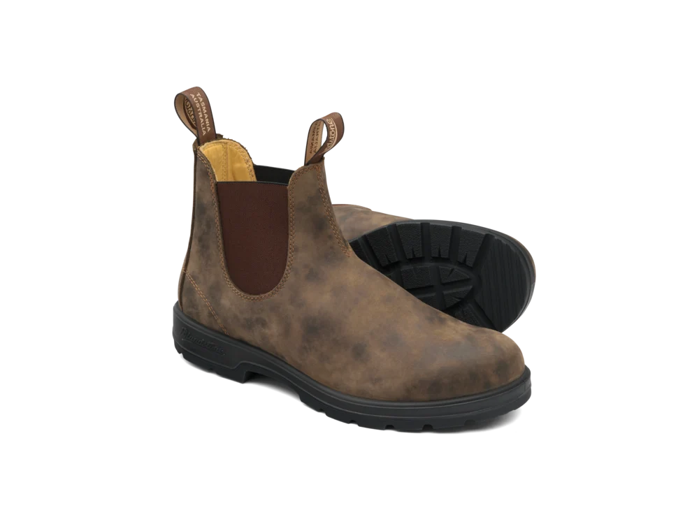 Blundstone CLASSICS #585 Chelsea Boot i Rustic Brown premium læder med XRD® stødabsorbering – køb hos butikalrum.dk.