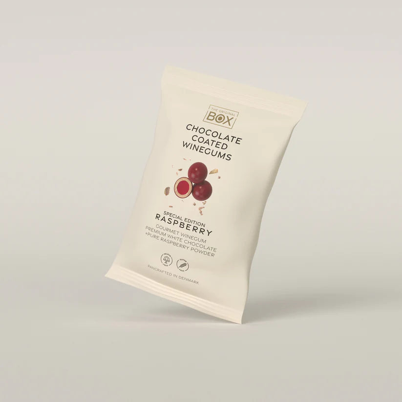 Box The Original Snack Pack Raspberry med hvid chokolade og hindbær