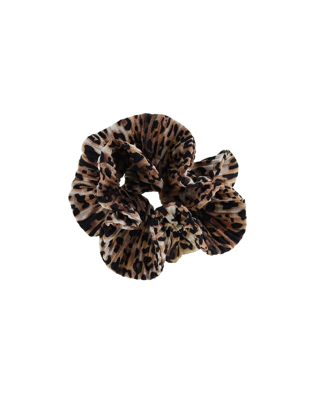 Lille leopard-scrunchie fra By Stær med leopardmønster, perfekt til både hverdag og festlig styling.