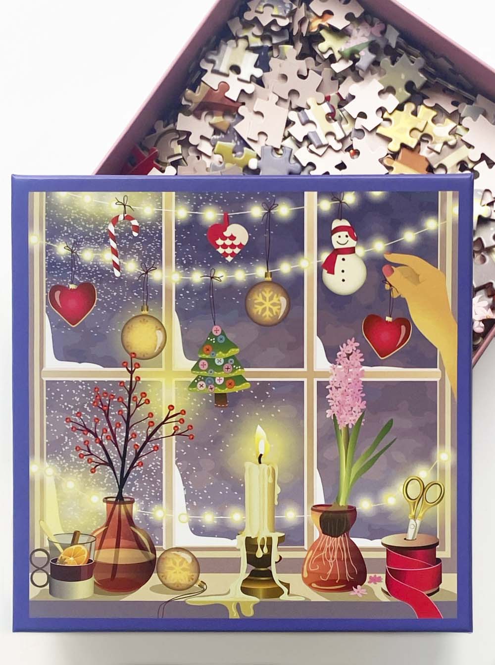 Christmas Window puslespil fra ViSSEVASSE med 500 brikker og hyggeligt julemotiv – køb hos butikalrum.dk.