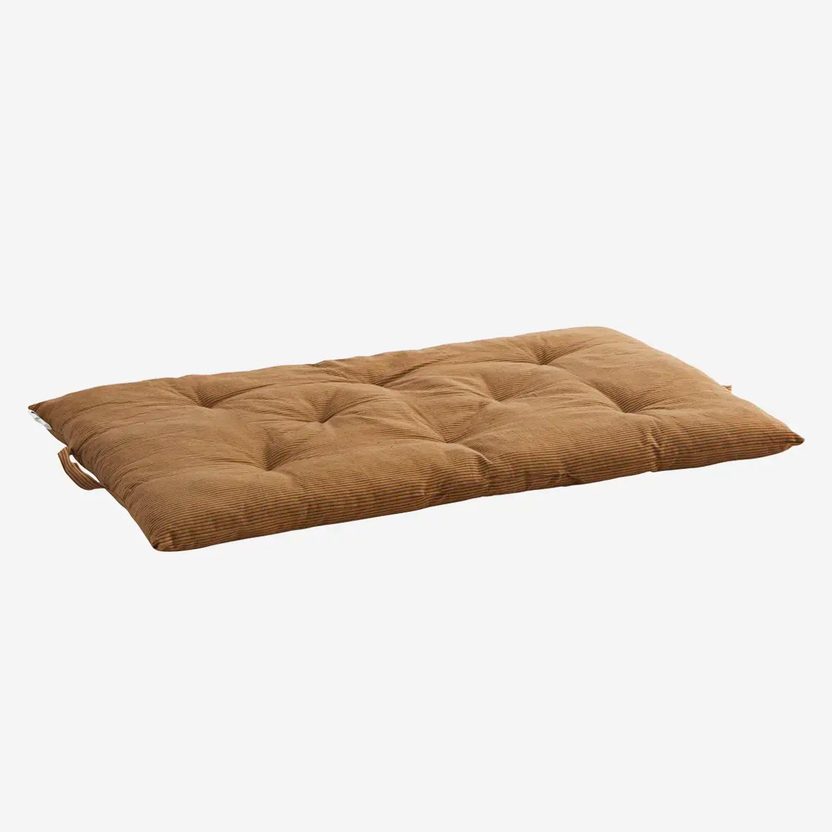 Stribet bomuldsmadras 60x100 cm i sugar almond og sort med håndtag til lounge og terrasse