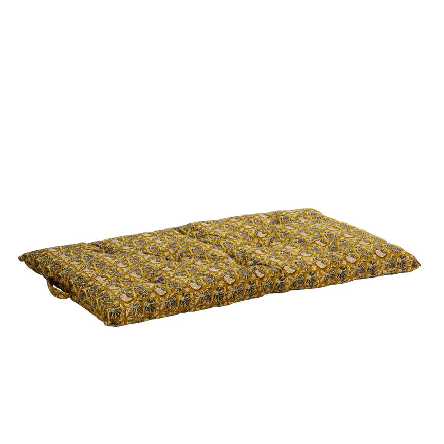 Printed cotton mattress i curry, sand, grey og maroon i bomuld til sofa, lounge og terrasse