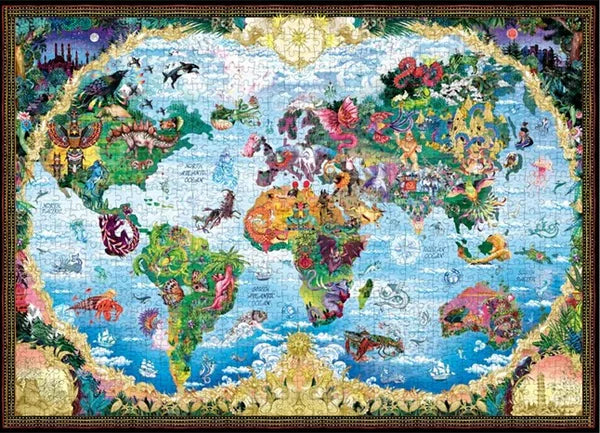 The Mythical World 1000 piece puzzle med fantasy verdenskort – køb hos butikalrum.dk