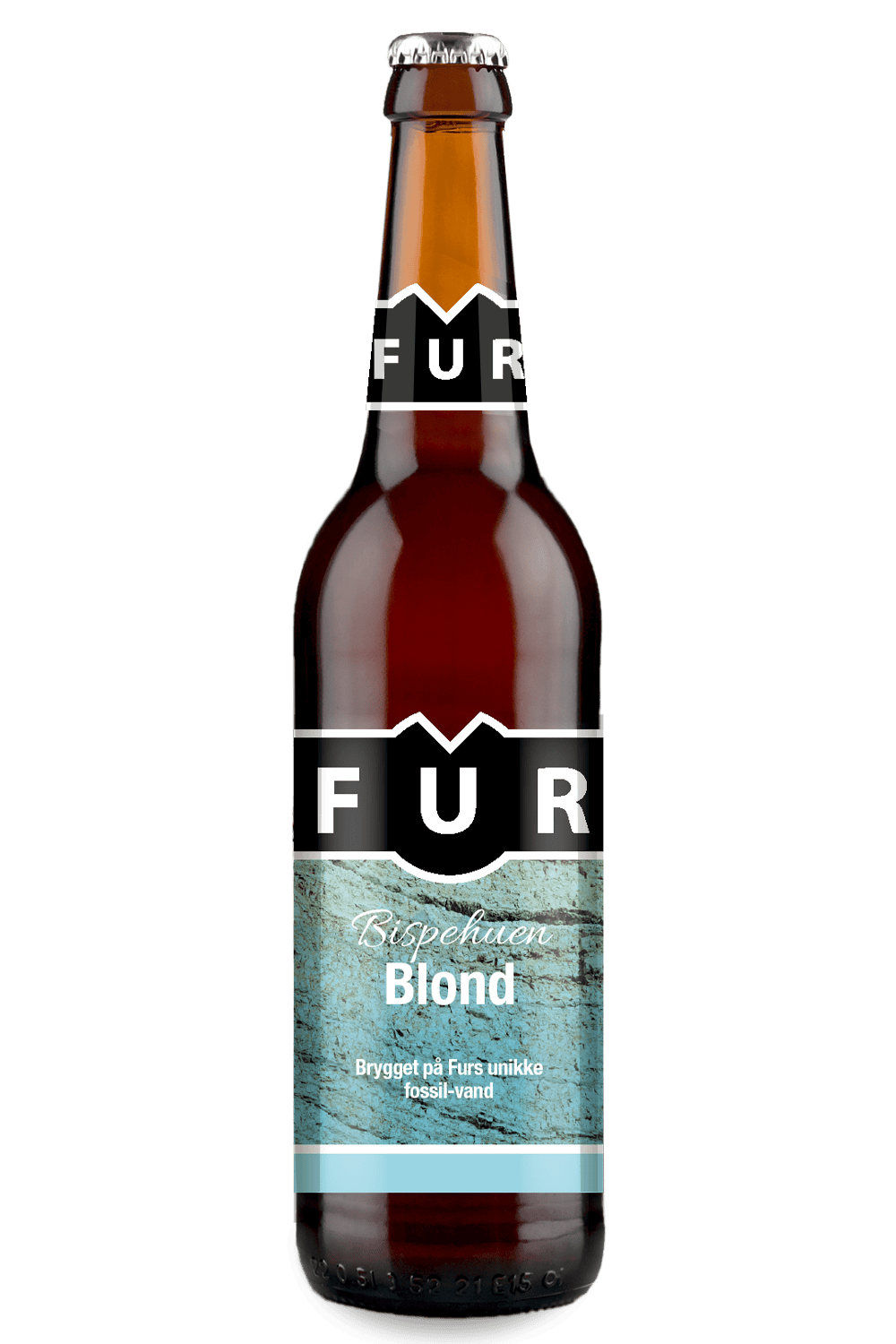 Fur Blond fra Fur Bryghus, belgisk inspireret overgæret øl med gyldenblond farve, 6,7 % alkohol og 50 cl.