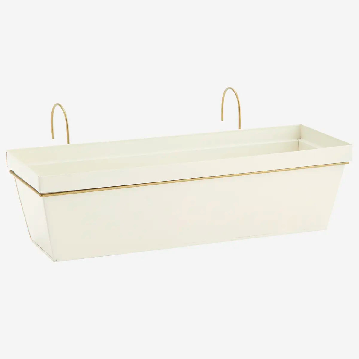 Hanging iron planter aflang fra Madam Stoltz i cream og antik messing – køb hos butikalrum.dk