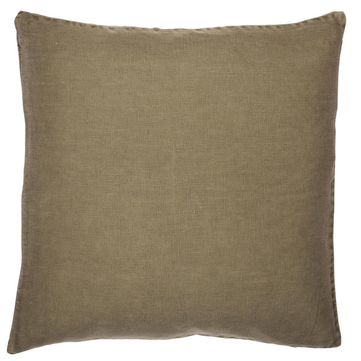 Pude i 100% hør i farven Olive, 50 x 50 cm med stenvasket finish og pudefyld – køb hos butikalrum.dk.