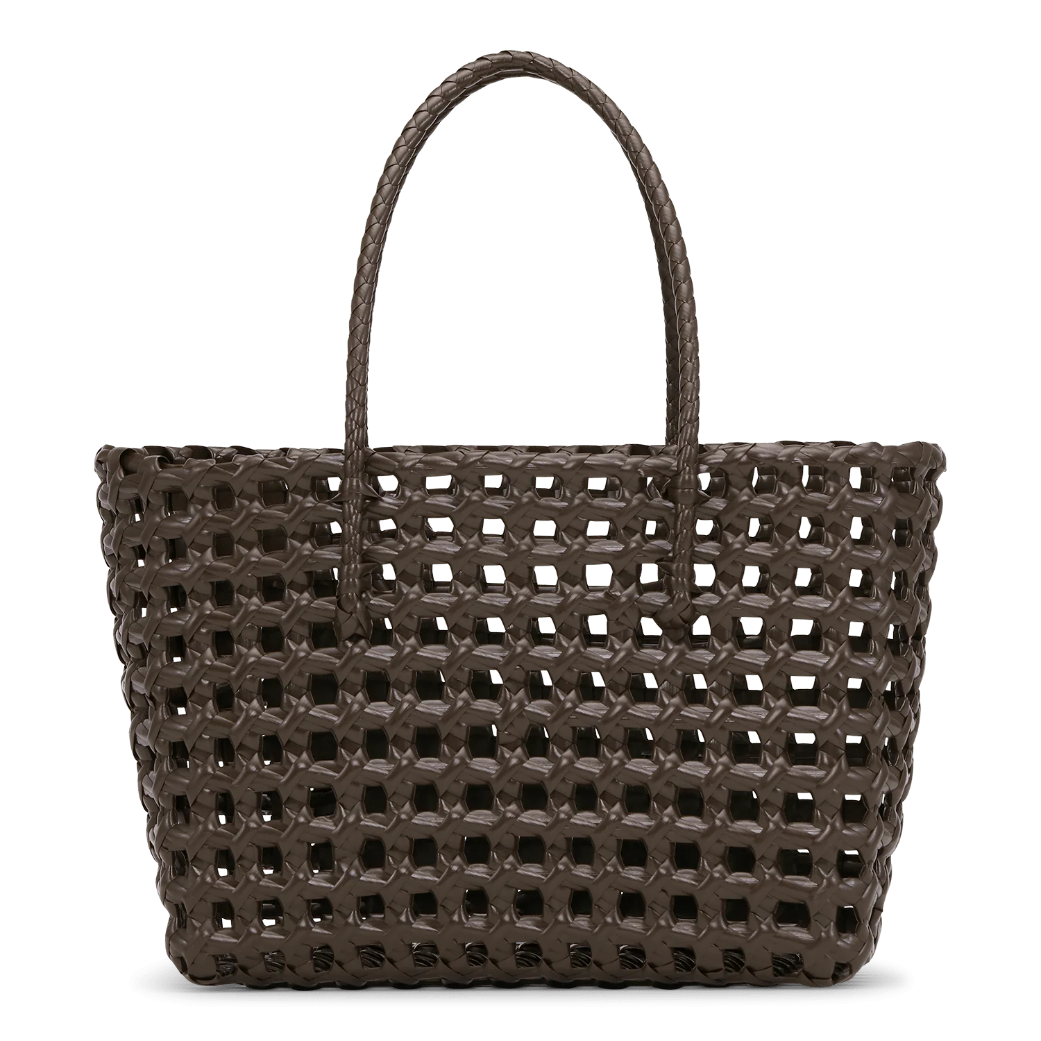 Kaya Woven Tote Small i brun med vævet struktur – køb hos Butik Alrum