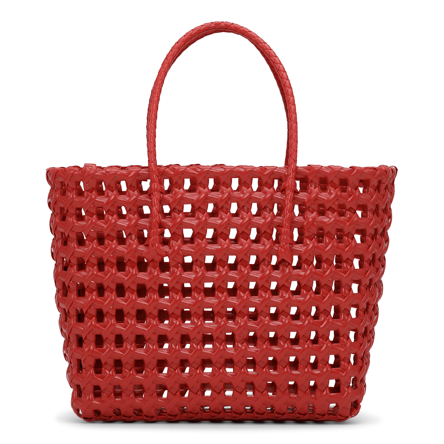 Kaya Woven Tote Small i rød med vævet struktur – køb hos Butik Alrum