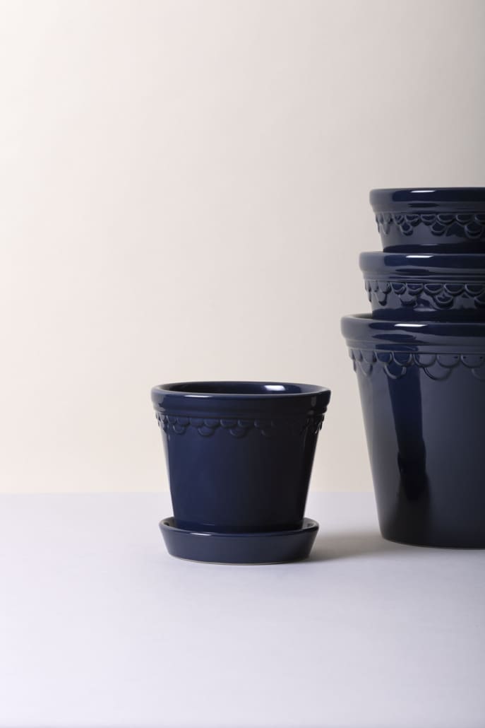 Københavner Glazed urtepotte fra Bergs Potter i Sapphire Blue, 18 cm – køb hos butikalrum.dk.